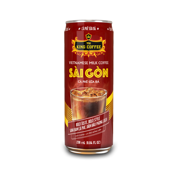 Cà Phê Sữa Đá Sài Gòn Uống Liền KING COFFEE - Lon 238ml - Lốc 6 lon